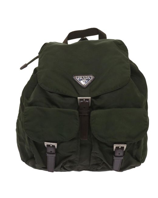 Prada Green Tessuto Synthetic Backpack Bag (pre-owned)