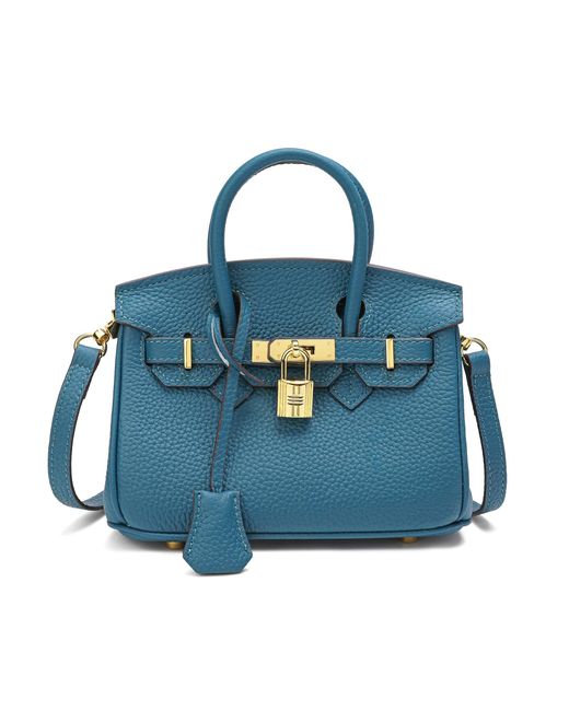 Tiffany & Fred Blue Full-grain Leather Mini Satchel/ Shoulder Bag