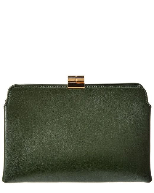 The Row Green Amazon Leather Clutch