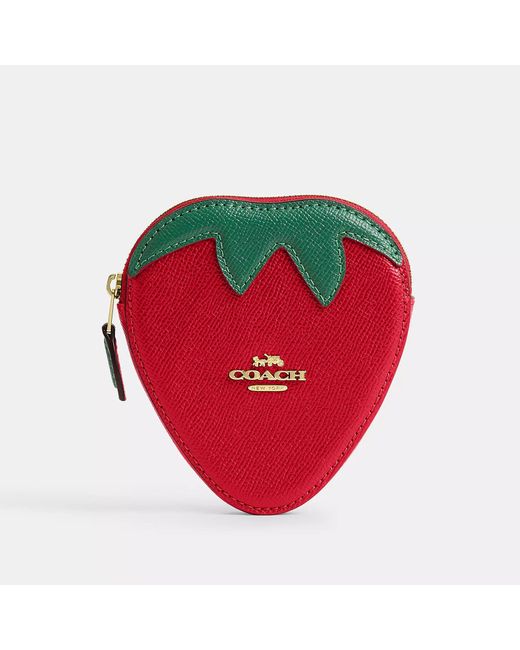 COACH Red Strawberry Coin Case