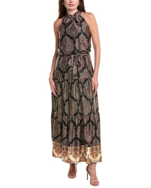 Julia Jordan Black Tiered Satin Maxi Dress