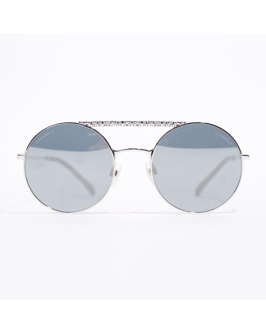 Chanel Blue Round Metal Sunglasses Base Metal 53mm 21mm