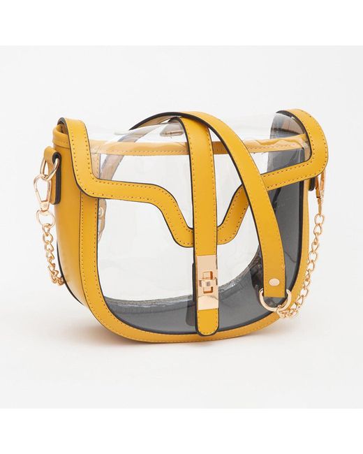 Fashnzfab Metallic Clear Transparent Saddle Bag