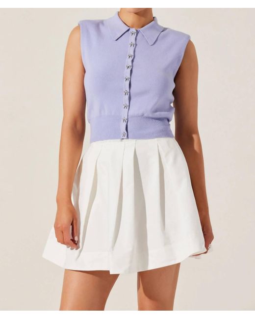 Astr Blue Kori Bow Embellished Sweater Top