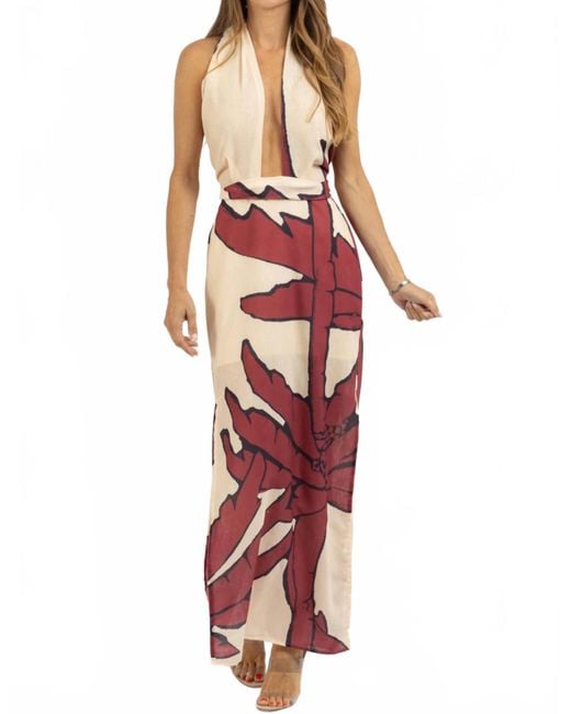 Luxxel Women's Red Sinclair Halter Maxi Dress