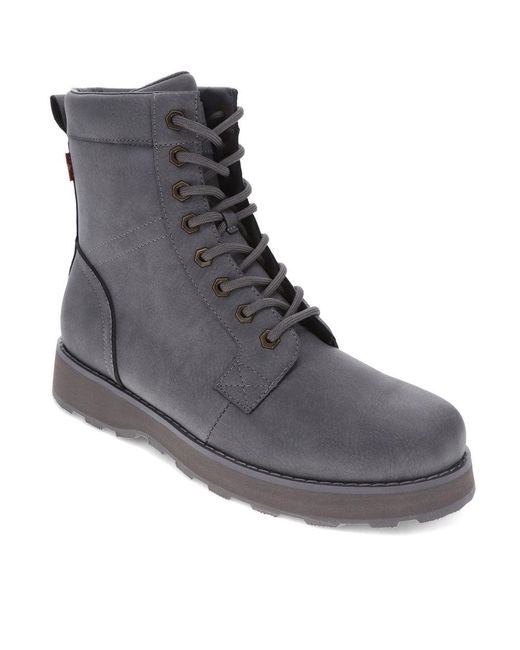 Levi's Gray Greyson Ul Vegan Leather Lace Up Rugged Casual Boot for men