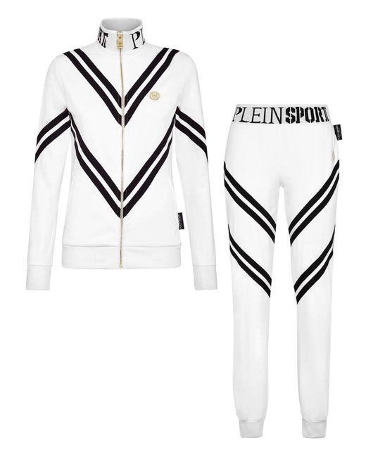Philipp Plein White Jogging Set: Zip-Up Jacket + Pants Statement