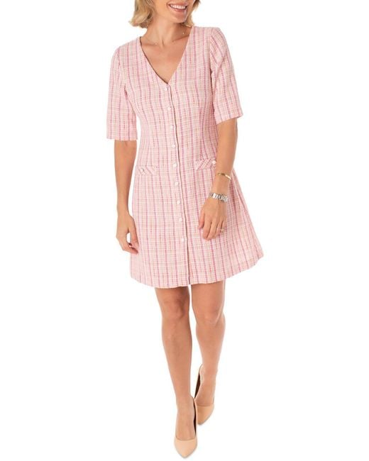 Maison Tara Pink Linen Short Sheath Dress