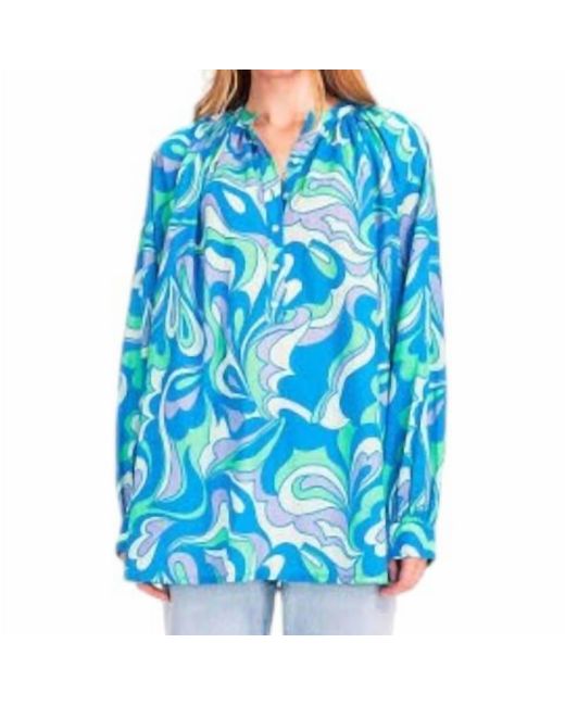 V DE VINSTER Blue Nilai Ikat Blouse