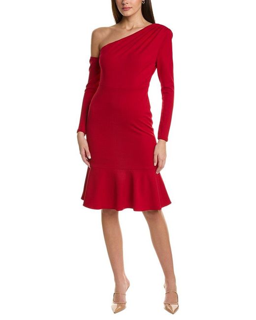 Laundry Red By Shelli Segal Asymmetric Scuba Dress
