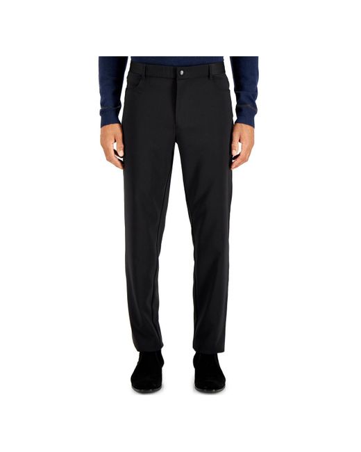 Alfani Flat Front Straight Leg Dress Pants in Blue for Men Lyst