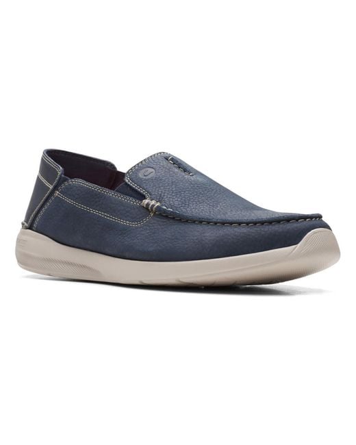 Clarks Blue Gorwin Step Synthetic Faux Suede Loafers for men