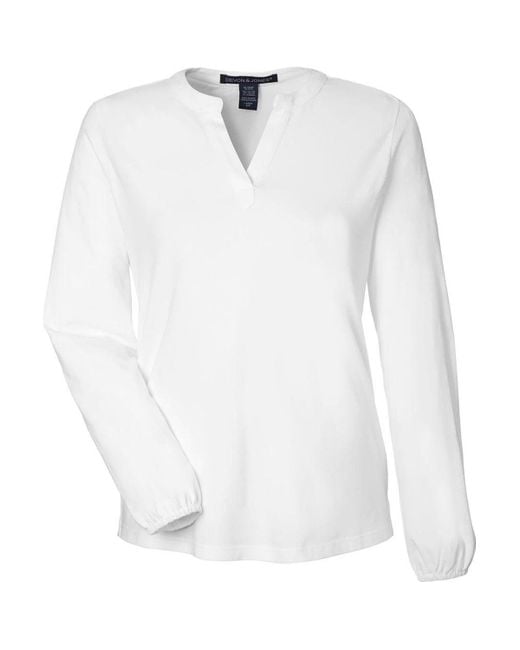 Devon & Jones White Raleigh Half-Placket Knit Top
