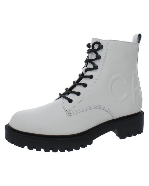 Calvin Klein Black Kckamry Leather Logo Combat & Lace-up Boots