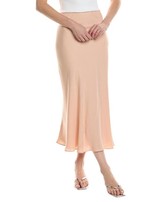 Lafayette 148 New York Pink Bias Cut Flared Silk Maxi Skirt