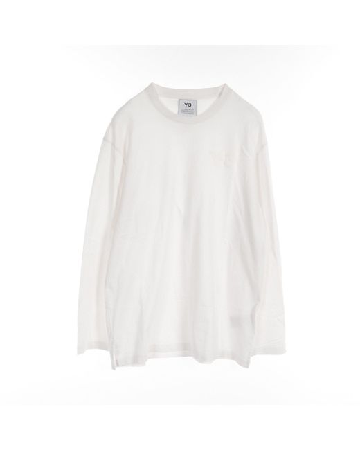 Y-3 White Classic Chest Logo Classic Chest Logo Long Sleeve T-shirt Crew Neck Cotton