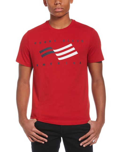 Perry Ellis Red America Cotton Graphic T-shirt for men