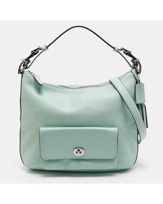 COACH Green Mint Leather Legacy Courtney Hobo