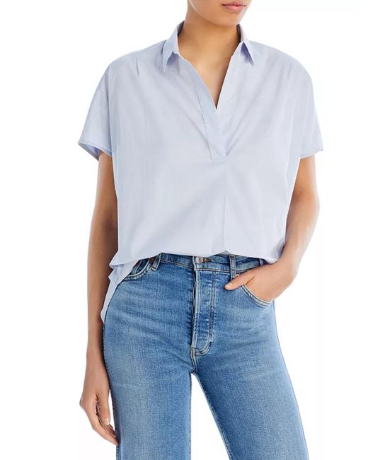 French Connection Blue Cele Rhodes Popover Shirt