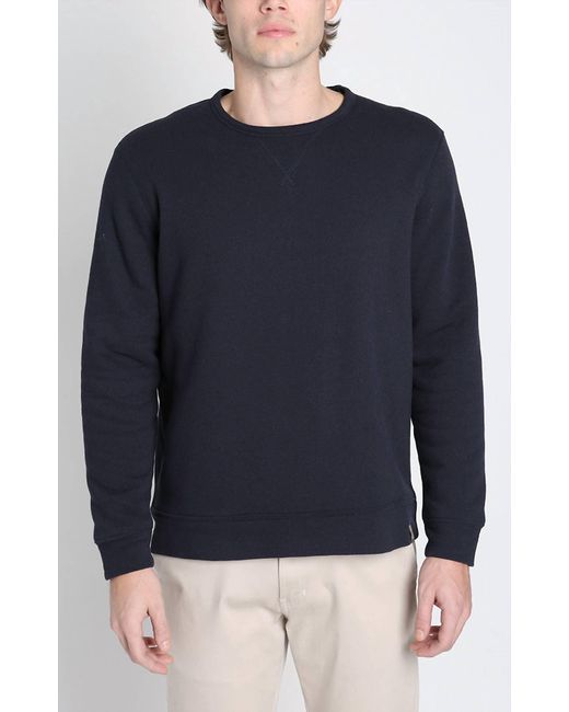 Jachs New York Blue Kent Recycled Jacquard Sherpa Lined Crewneck Sweater
