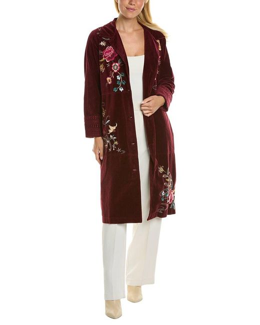 Johnny Was Lani Velvet Duster Coat in Red Lyst
