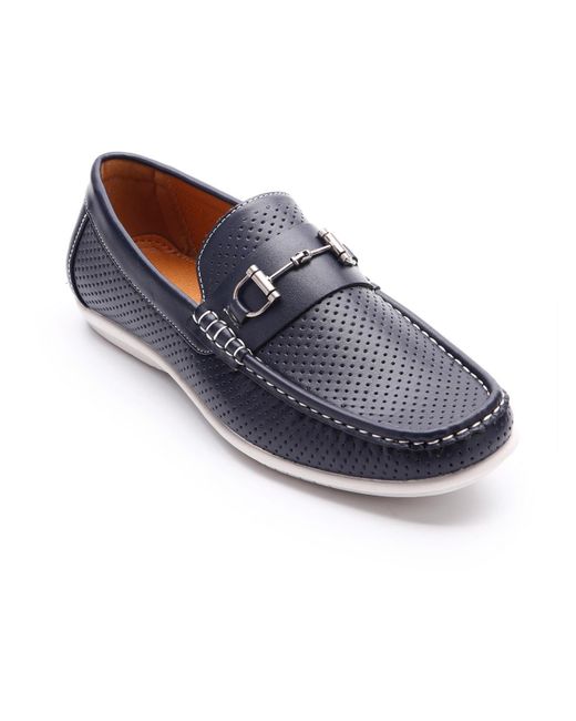 Aston Marc Blue Faux Leather Slip-on Loafers for men