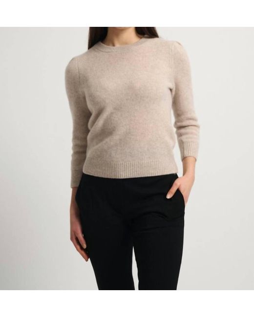 White + Warren Natural Cashmere Featherweight Puff Sleeves Sweater