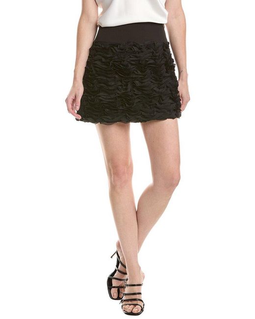 MILLY Black Ruffle Mini Skirt