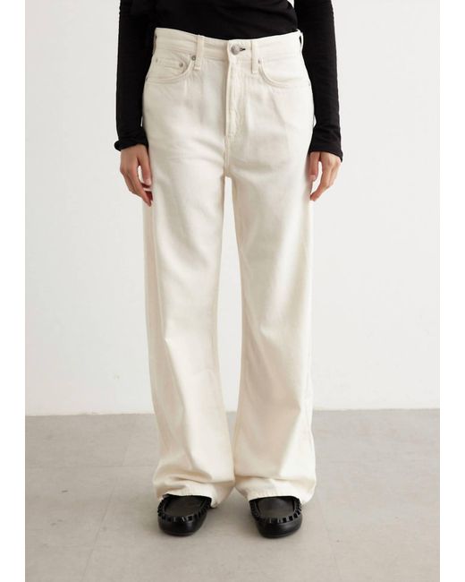 Rag & Bone White Featherweight Logan Mid Rise Wide Leg Jean