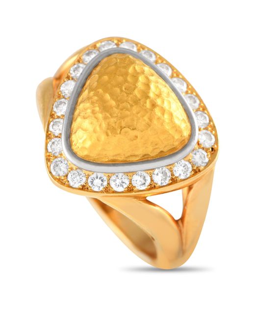 Chaumet Metallic 18k Yellow 0.40ct Diamond Halo Cocktail Ring Ch28-012524