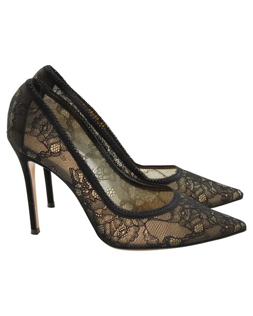 Gianvito Rossi Metallic Lace Pointed Toe Pumps