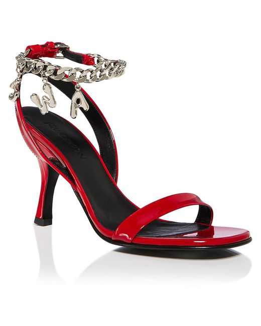 JW Anderson Patent Leather Chain Ankle Strap in Red | Lyst