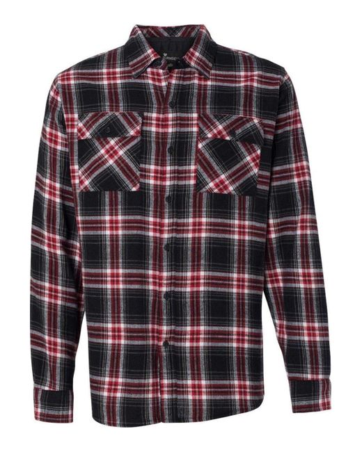 Burnside Blue Yarn-Dyed Long Sleeve Flannel Shirt for men