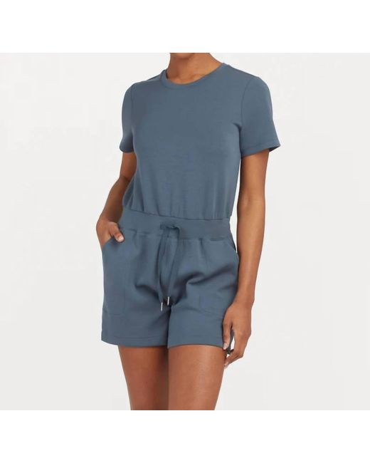 Spanx Airessentials Short Sleeve Romper In Storm Blue
