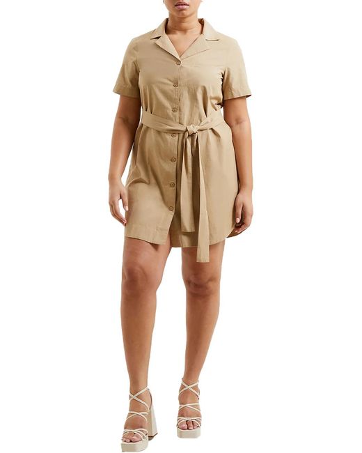 French Connection Natural Alania Collared Mini Shirtdress