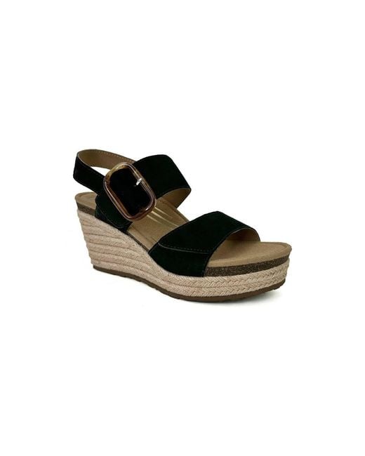 Aetrex Black Ashley Wedge Sandal