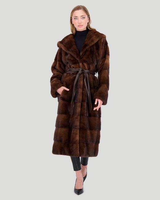 Gorski Brown Mink Short Coat With Hood