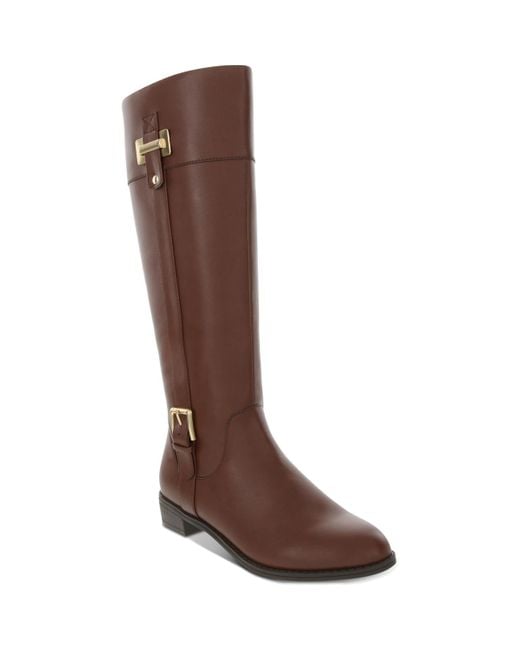 Karen Scott Brown Deliee 2 Zipper Round Toe Riding Boots