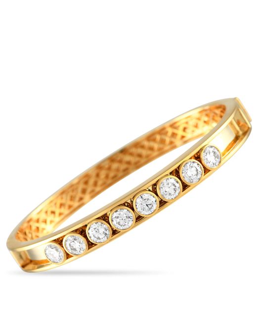 Non-Branded Metallic Lb Exclusive 18k Yellow 4.25ct Eight Moving Diamond Bangle Bracelet Alb-18532-y