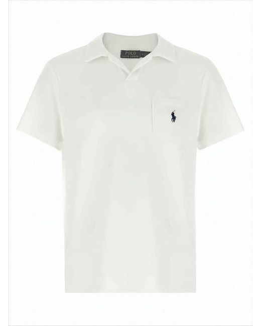 Polo Ralph Lauren White Short-Sleeve Polo Shirt With Textured Fabric And Chest Pocket for men