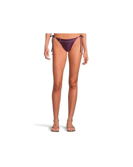 Becca Black Color Sheen Demi Tie Side Basic Bottom Aubergine Swimwear Buu1190