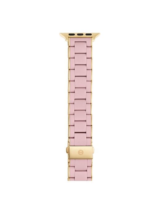 Michele 38/40/41mm And 42/44/45/49mm Barely Pink And -tone Silicone-wrapped Stainless Steel Band For Apple W