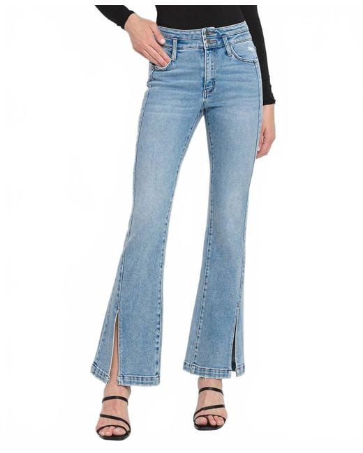 Flying Monkey Blue Cora High Rise Split Hem Jeans