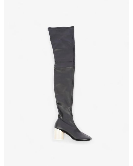 Maison Margiela Blue Over The Knee Boots 70mm Leather