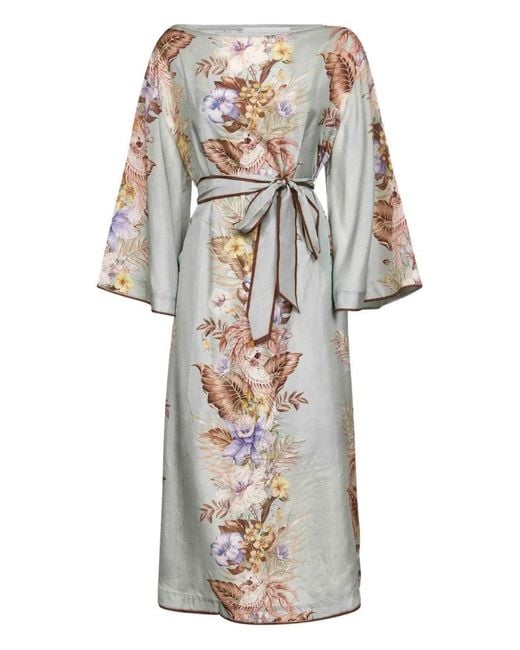 Zimmermann White Coco Floral-Print Midi Dress