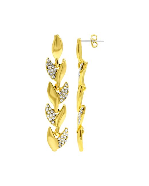 Adornia Metallic 14k Gold Plated Crystal Leaf Earrings