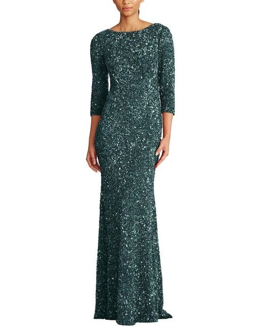 THEIA Green Sequin Gown