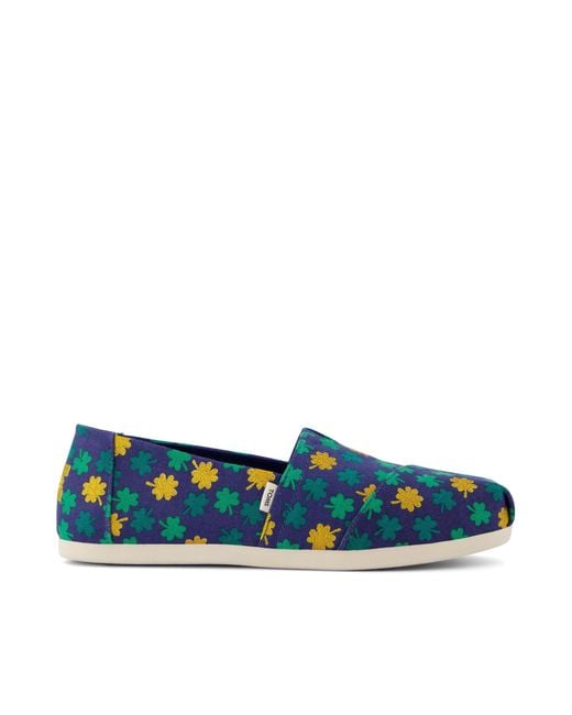 TOMS Blue Alpargata Shimmer Clovers Espadrille