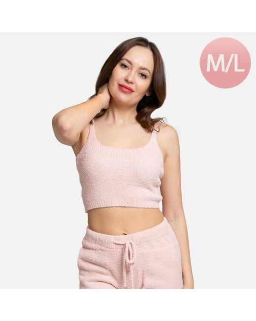 TRUEDAMES Pink Solid Crop Top
