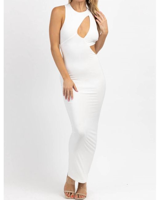 Win Win Apparel Women's White Asymmetric Cutout Maxi Dress - coffeafoods.com